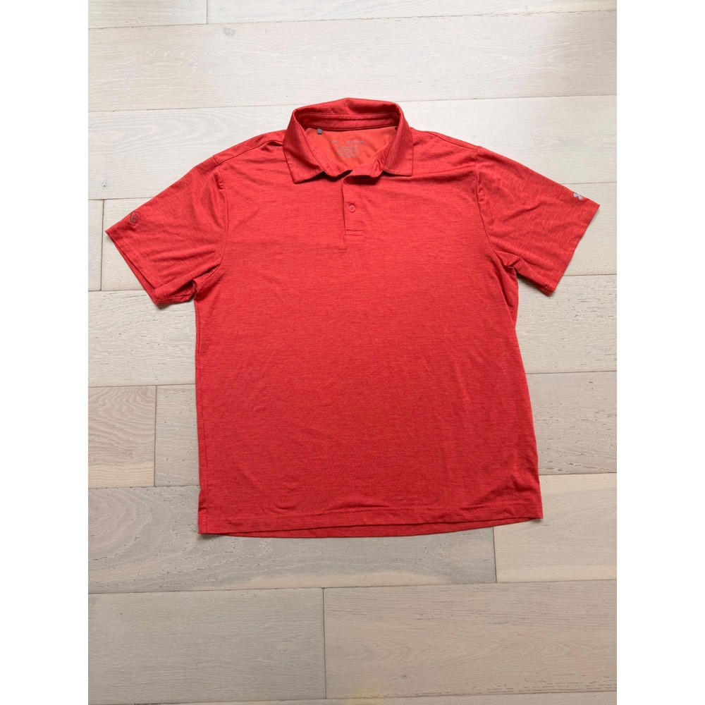 Under Armour Mens XL HeatGear Polo Shirt Red Short Sleeve Golf Athletic